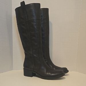 Lucky Brand Hibiscus Black Leather Riding Boots